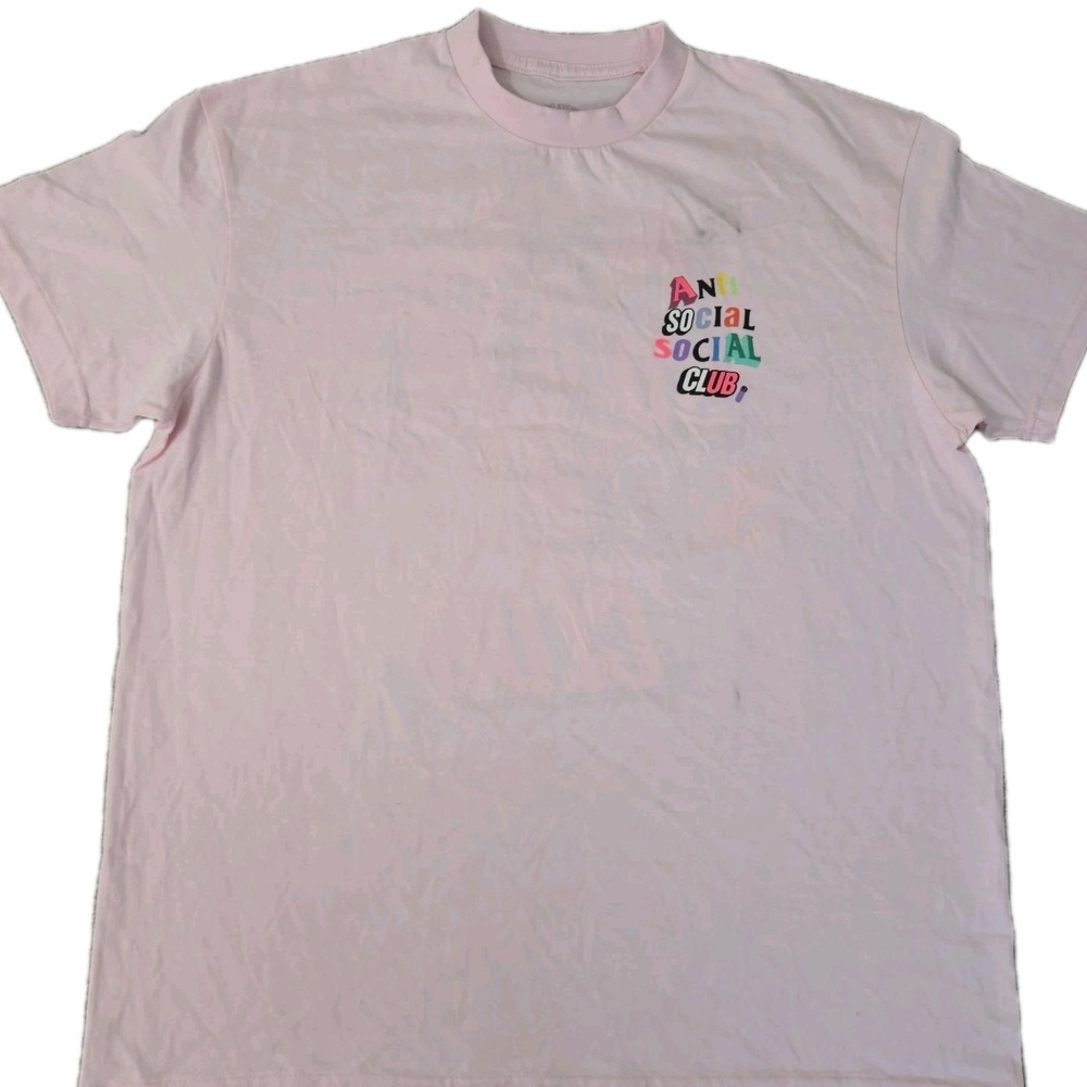 Anti Social Social Club Mens Large T-Shirt Pink Streetwear Colorful Double-Sided